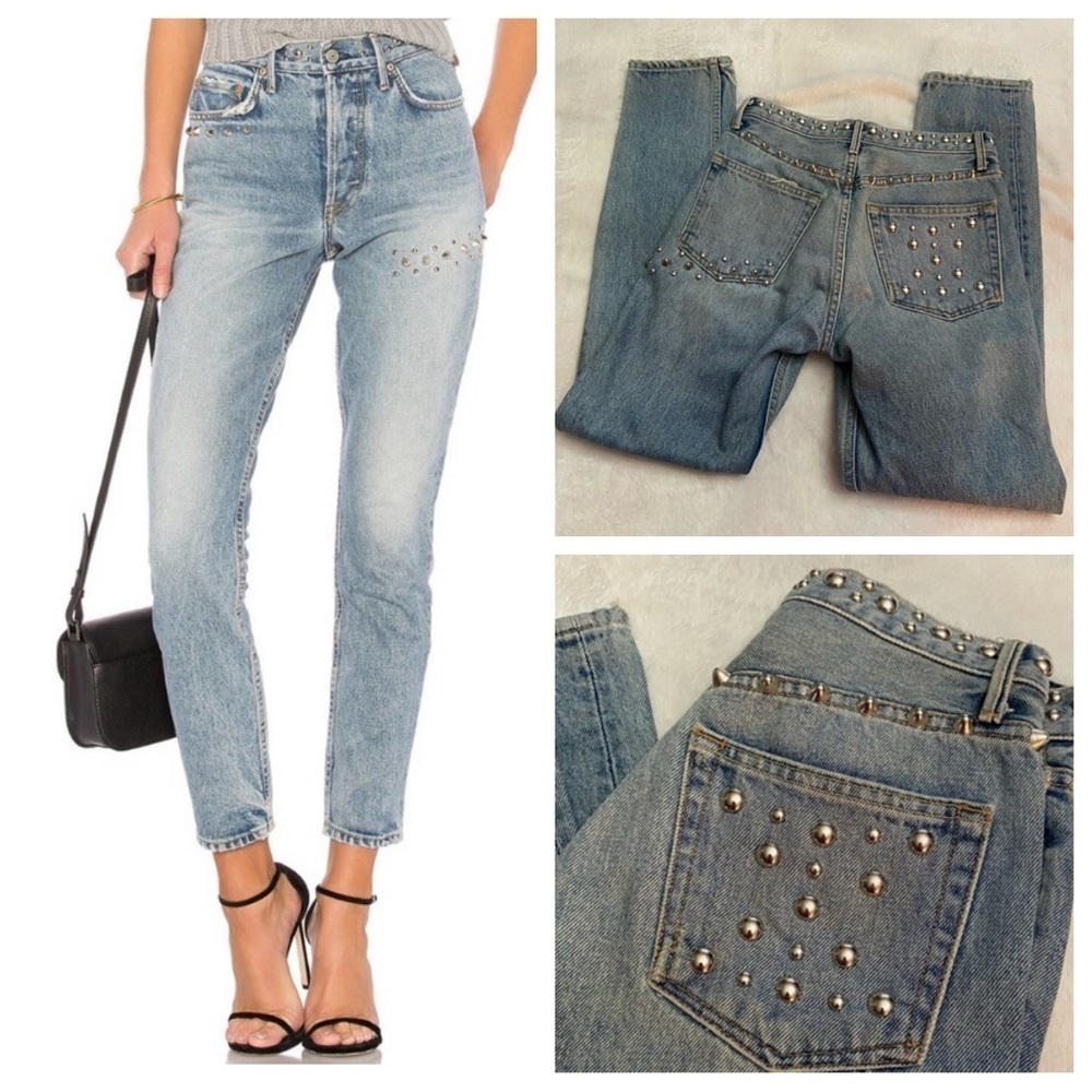 Grlfrnd karolina studded cropped high rise jeans jeans 28217